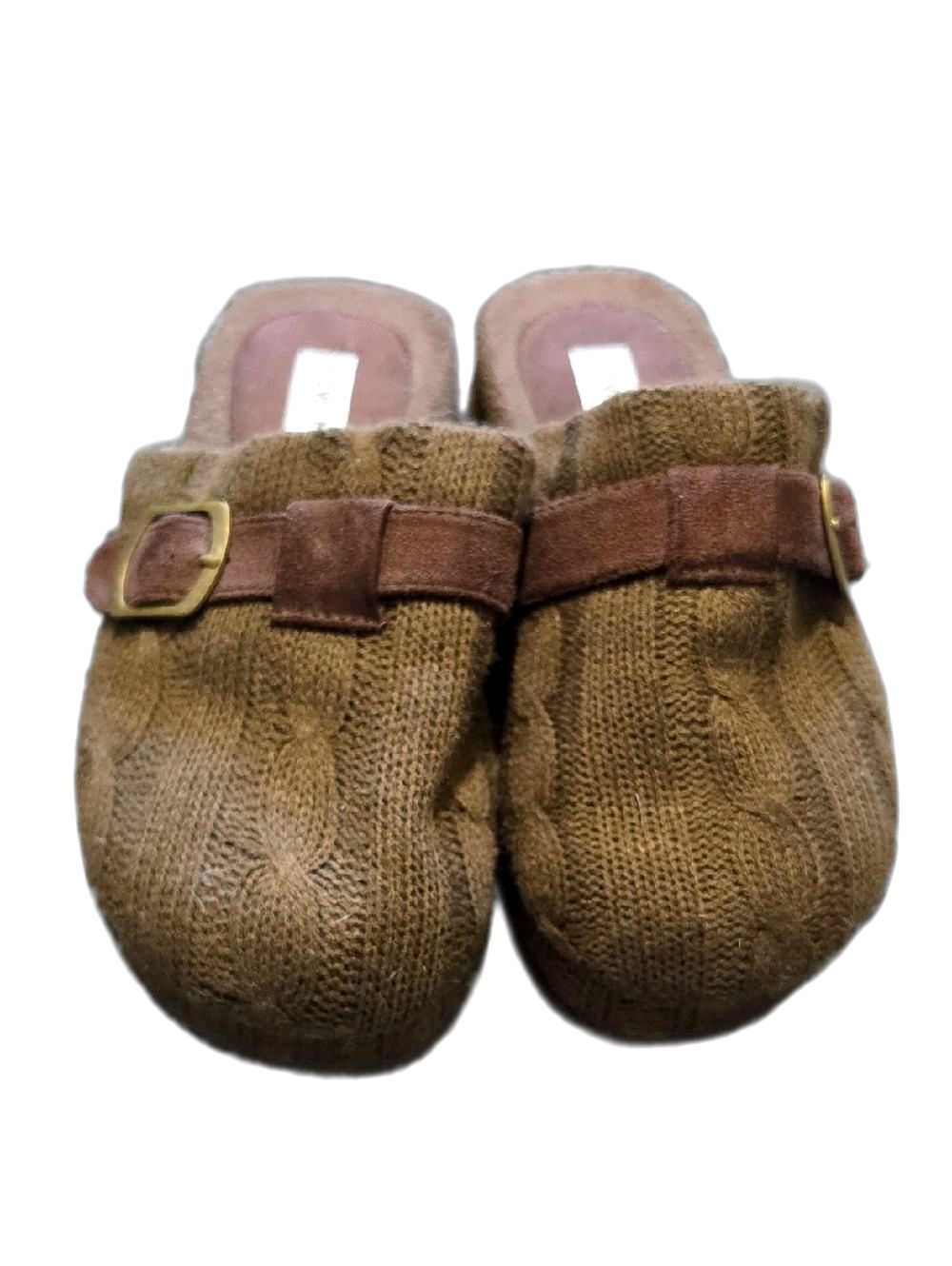Steve Madden Brown Knit Platform Clogs